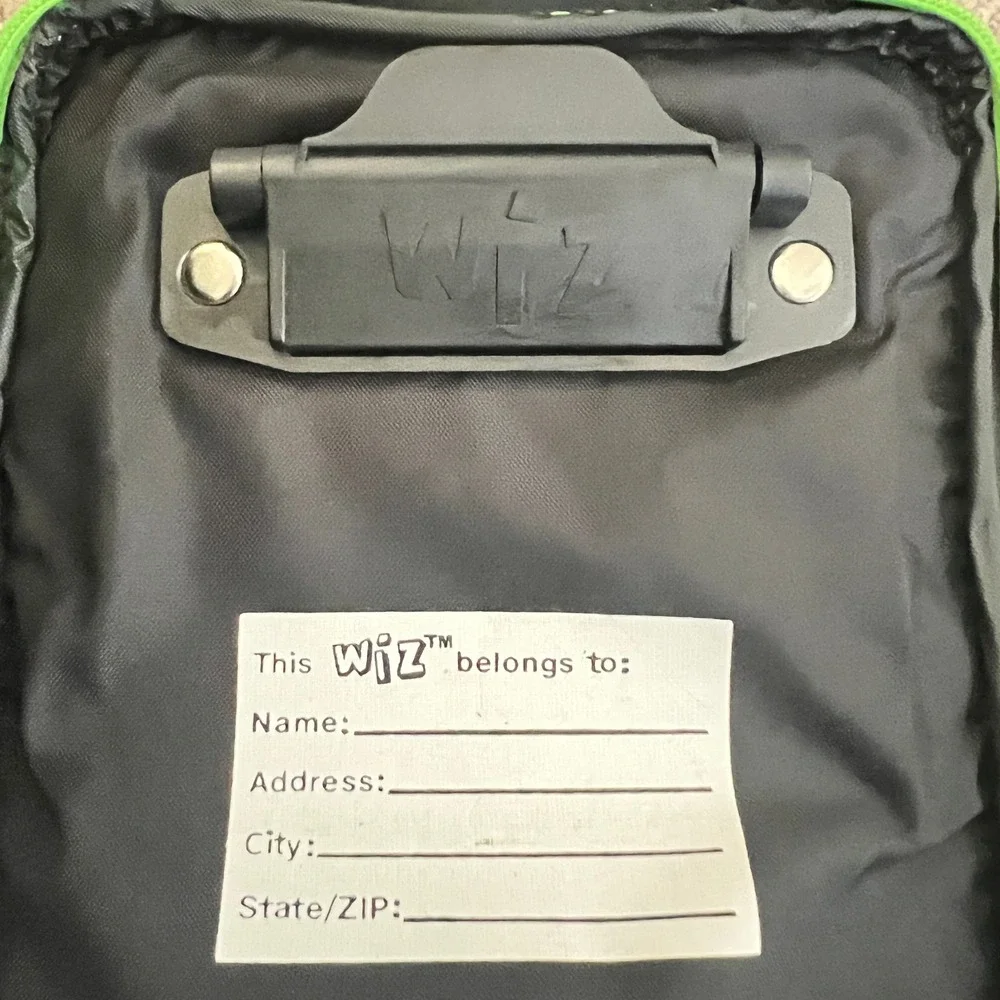 Vtg SGI Wiz Personal Locker Backpack Organizer Neon Grn Blue 90s Kid Bag 15x12x6